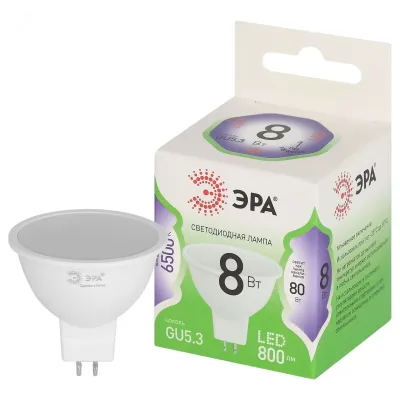 Лампа светодиодная ЭРА GREEN LINE LED MR16-8W-865-GU5.3 GL GU5.3 8 Вт софит холодный свет
