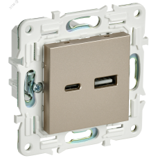 SKANDY Розетка USB A+C 3,1А SK-R14Sh шампань IEK