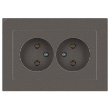 Розетка Intro Accent 6-204-09 2х2P, 16А-250В, IP20, СУ, AL/CU, титан