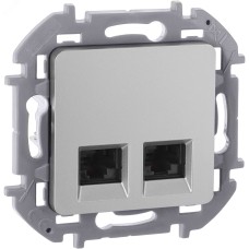 Розетка компьютерная двойная RJ45 категория 6 UTP алюминий INSPIRIA