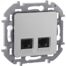 Розетка компьютерная двойная RJ45 категория 6 UTP алюминий INSPIRIA