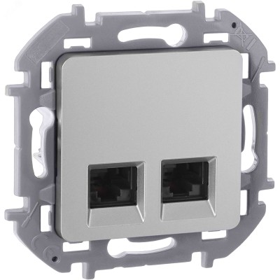 Розетка компьютерная двойная RJ45 категория 6 UTP алюминий INSPIRIA