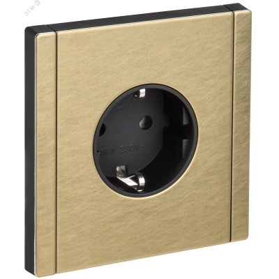 FORTE&PIANO Розетка 1-местная с заземлением без защитных шторок безвинтовое крепление 16А FP614M металл шампань IEK