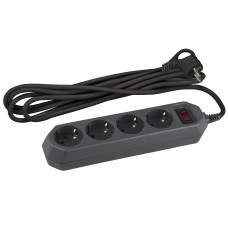 Сетевой фильтр ЭРА  USF-M-4es-1,5m-B с защитой (термо) с заземлением с выключателем 4 розетки 1,5м 10А черный
