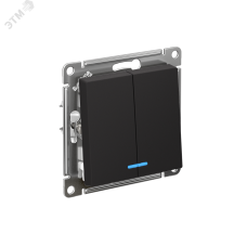 ATLASDESIGN 2-клавишный ВЫКЛЮЧАТЕЛЬ с подсветкой ,сх.5а, 10АХ, быстрозажимные клеммы, КАРБОН