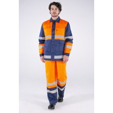Костюм для дорожника (тк.Смесовая,210) п/к, оранжевый/т.синий, 48-50 182-188