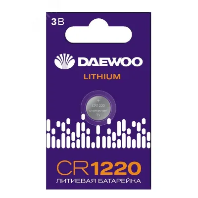 Элемент питания батарейка таблетка литиевая типоразмер 1220 CR1220 DAEWOO Lithium BL-1 Jazzway