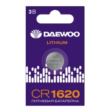 Элемент питания батарейка таблетка литиевая типоразмер 1620 CR1620 DAEWOO Lithium BL-1 Jazzway