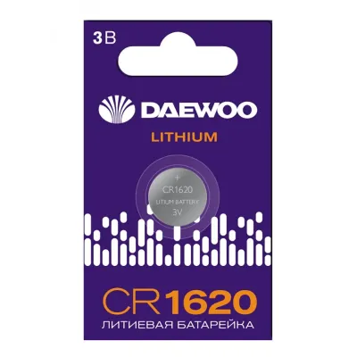 Элемент питания батарейка таблетка литиевая типоразмер 1620 CR1620 DAEWOO Lithium BL-1 Jazzway