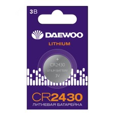 Элемент питания батарейка таблетка литиевая типоразмер 2430 CR2430 DAEWOO Lithium BL-1 Jazzway
