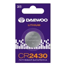 Элемент питания батарейка таблетка литиевая типоразмер 2430 CR2430 DAEWOO Lithium BL-1 Jazzway