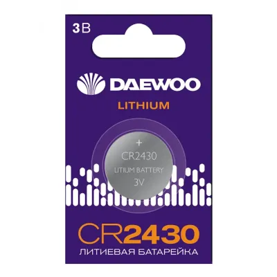 Элемент питания батарейка таблетка литиевая типоразмер 2430 CR2430 DAEWOO Lithium BL-1 Jazzway