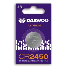 Элемент питания батарейка таблетка литиевая типоразмер 2450 CR2450 DAEWOO Lithium BL-1 Jazzway