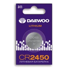 Элемент питания батарейка таблетка литиевая типоразмер 2450 CR2450 DAEWOO Lithium BL-1 Jazzway