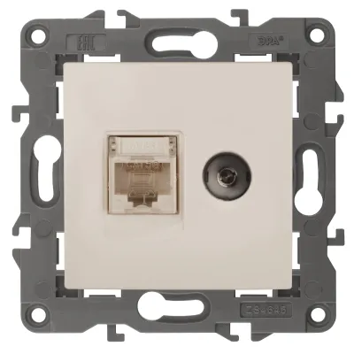 14-3110-02 ЭРА Розетка RJ45+TV, IP20, сл.кость (10/100/1600)