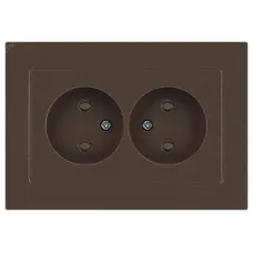 Розетка Intro Accent 6-204-08 2х2P, 16А-250В, IP20, СУ, AL/CU, бронза