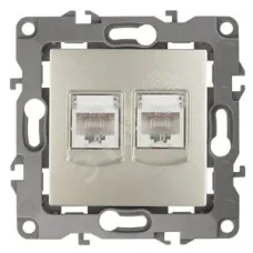 12-3108-04 ЭРА Розетка информационная двойная 2XRJ45, IP20, Эра12, шампань (10/100/2500)