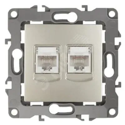 12-3108-04 ЭРА Розетка информационная двойная 2XRJ45, IP20, Эра12, шампань (10/100/2500)