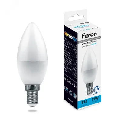 Лампа светодиодная диммируемая, (11W) 230V E14 6400K С37, LB-771