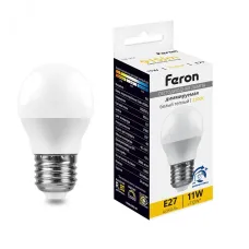 Лампа светодиодная диммируемая, (11W) 230V E27 2700K G45, LB-751