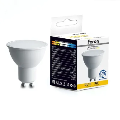 Лампа светодиодная диммируемая, (9W) 230V GU10 2700K MR16, LB-561