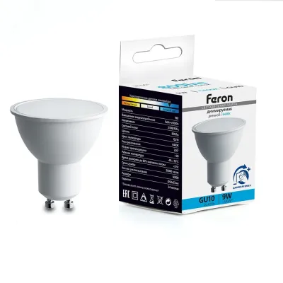 Лампа светодиодная диммируемая, (9W) 230V GU10 6400K MR16, LB-561