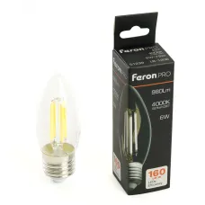 Лампа светодиодная, 980LM 6W 175-265V E27 4000K C35 прозрачная, LB-1206