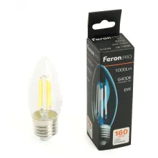 Лампа светодиодная, 1000LM 6W 175-265V E27 6400K C35 прозрачная, LB-1206