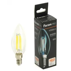 Лампа светодиодная, 1000LM 6W 175-265V E14 6400K C35 прозрачная, LB-1206
