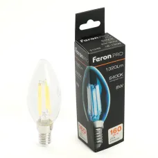 Лампа светодиодная, 1320LM 8W 175-265V E14 6400K C35 прозрачная, LB-1208