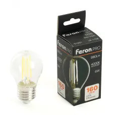 Лампа светодиодная, 980LM 6W 175-265V E27 4000K G45 прозрачная, LB-1706