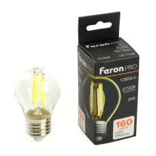 Лампа светодиодная, 1280LM 8W 175-265V E27 2700K G45 прозрачная, LB-1708