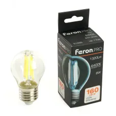 Лампа светодиодная, 1320LM (8W) 175-265V E27 6400K G45 прозрачная, LB-1708