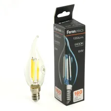 Лампа светодиодная, 1000LM 6W 175-265V E14 6400K C35T прозрачная, LB-1216