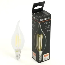 Лампа светодиодная, 1300LM 8W 175-265V E14 4000K C35T прозрачная, LB-1218