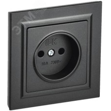 BRITE Розетка 1 пост без заземления без защитных шторок 10А в сборе РСР10-1-0-БрЧ черный IEK