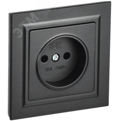 BRITE Розетка 1 пост без заземления без защитных шторок 10А в сборе РСР10-1-0-БрЧ черный IEK