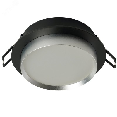 Светильник потолочный встраиваемый, 15W 230V GX53, черный + серебро, круг, без лампы, DL507