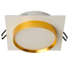 Светильник потолочный встраиваемый, 15W 230V GX53, белый + золото, квадрат, без лампы, DL506