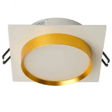 Светильник потолочный встраиваемый, 15W 230V GX53, белый + золото, квадрат, без лампы, DL506