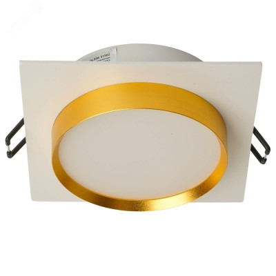 Светильник потолочный встраиваемый, 15W 230V GX53, белый + золото, квадрат, без лампы, DL506