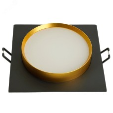 Светильник потолочный встраиваемый, 15W 230V GX53, черный + золото, квадрат, без лампы, DL506