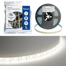 Лента светодиодная, 180SMD(2835)/m 17W/m 12V 5m 4000К, LS626 FERON