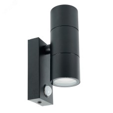 Светильник садово-парковый, 220-240V 2*GU10, DH0713, черный с датчиком освещенности/движения (на стену)