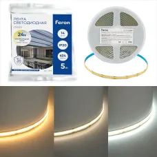 Лента светодиодная COB CCT-MIX 624SMD(2110)/ 14Вт/м 24V 5000*10*1.8мм 2700K-6500К, LS534 FERON