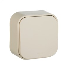 Выключатель 1-клавишный для открытой установки проходной 10А слоновая кость QUTEO