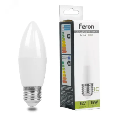 Лампа светодиодная, (15W) 230V E27 4000K С37, LB-980