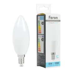 Лампа светодиодная, (15W) 230V E14 6400K С37, LB-980