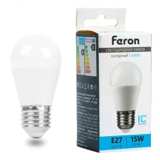 Лампа светодиодная, (15W) 230V E27 6400K G45, LB-990