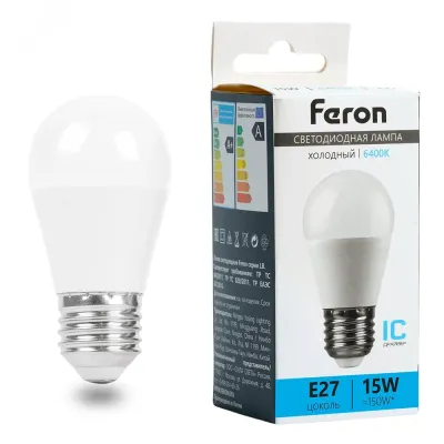 Лампа светодиодная, (15W) 230V E27 6400K G45, LB-990